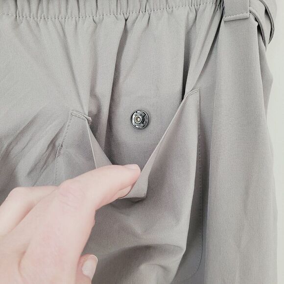 Athleta Skyline II Paper Bag Waist Pants in Light Grey Size 14 Tall - Picture 4 of 12